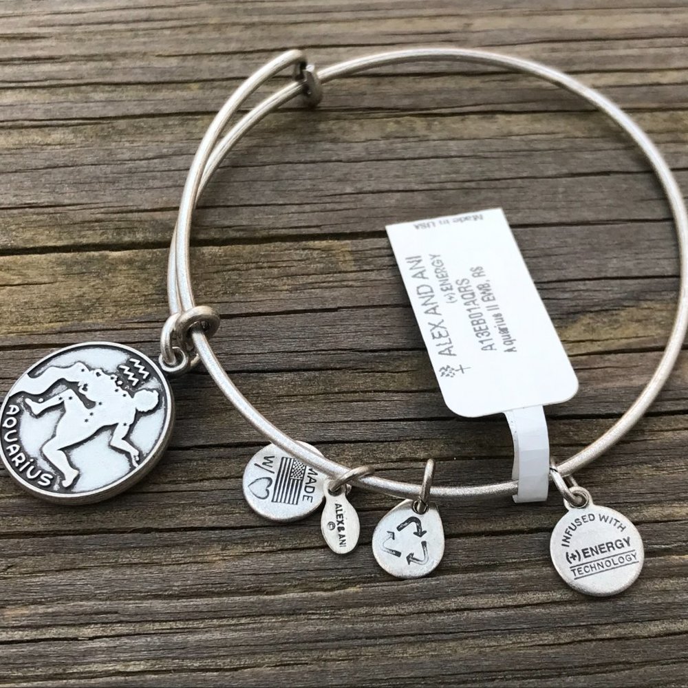 Alex and Ani Bracelet Silver Tone Zodiac AQUARIUS - Picture 3 of 6